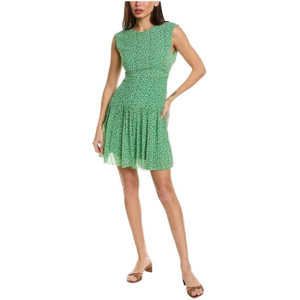 NWT Joie Bea Green Briar Floral Mini Dress Cutout Open Back